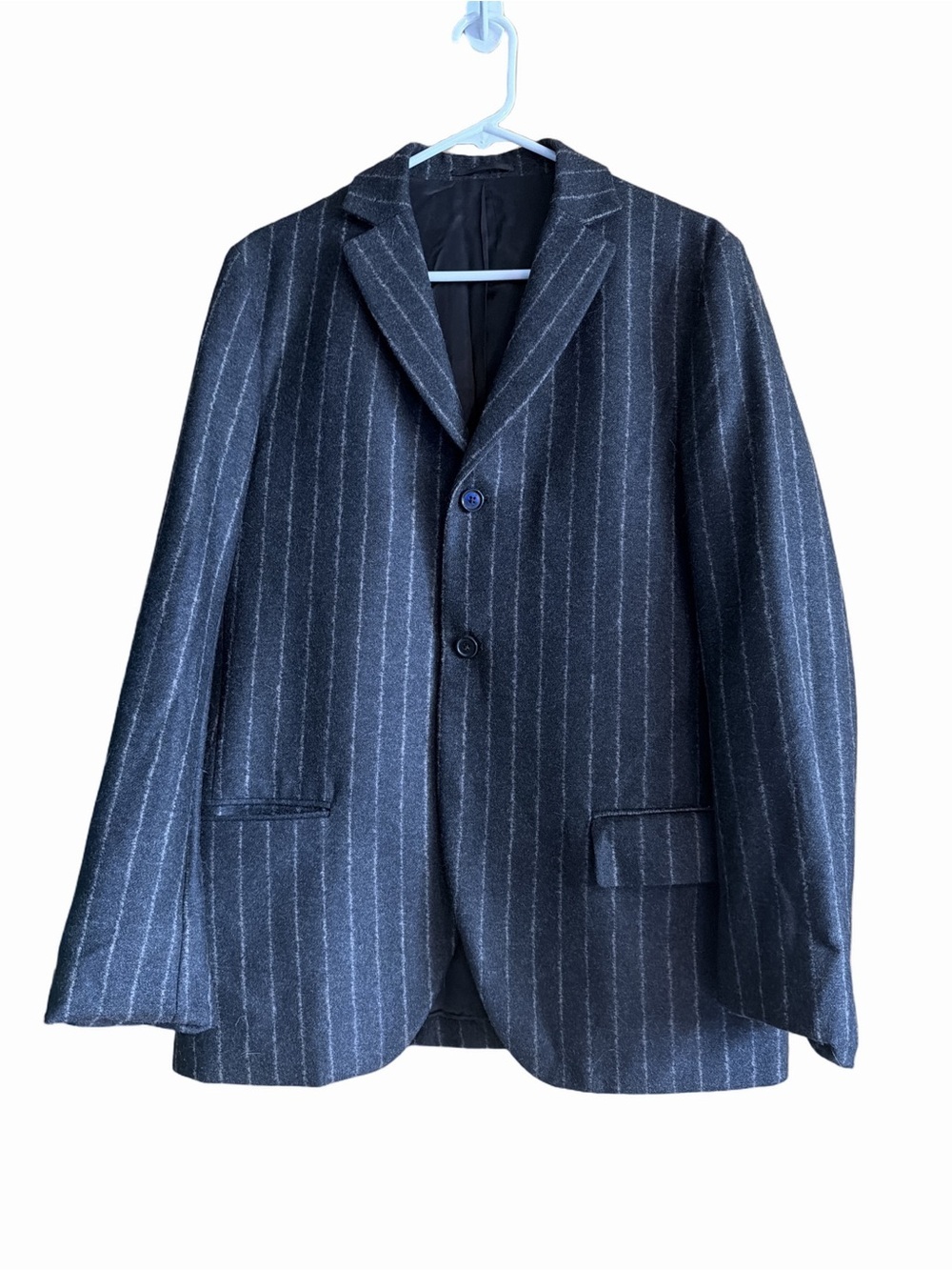 Acne Dark Gray Pinstripe Wool Blazer Size 48 XL